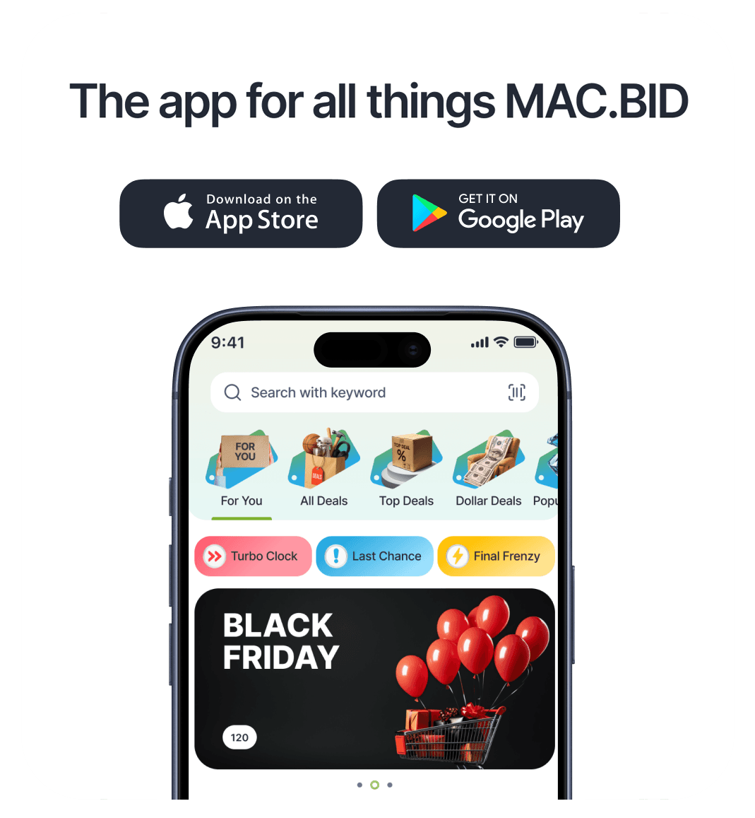 MacBid App for Apple App Store and Google Play