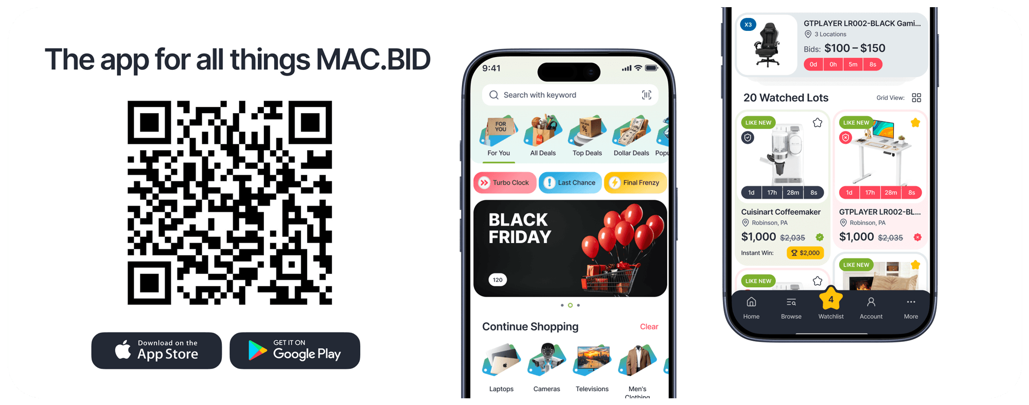MacBid App for Apple App Store and Google Play
