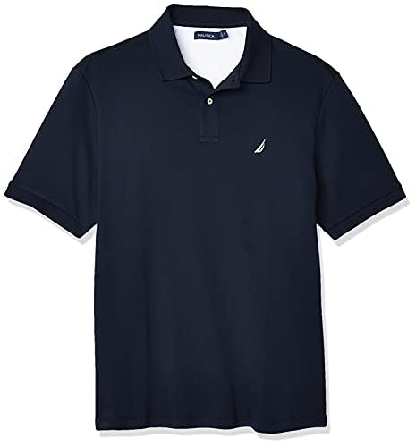 Nautica Men's Classic Fit Short Sleeve Solid Soft Cotton Polo Shirt, Navy,  Large