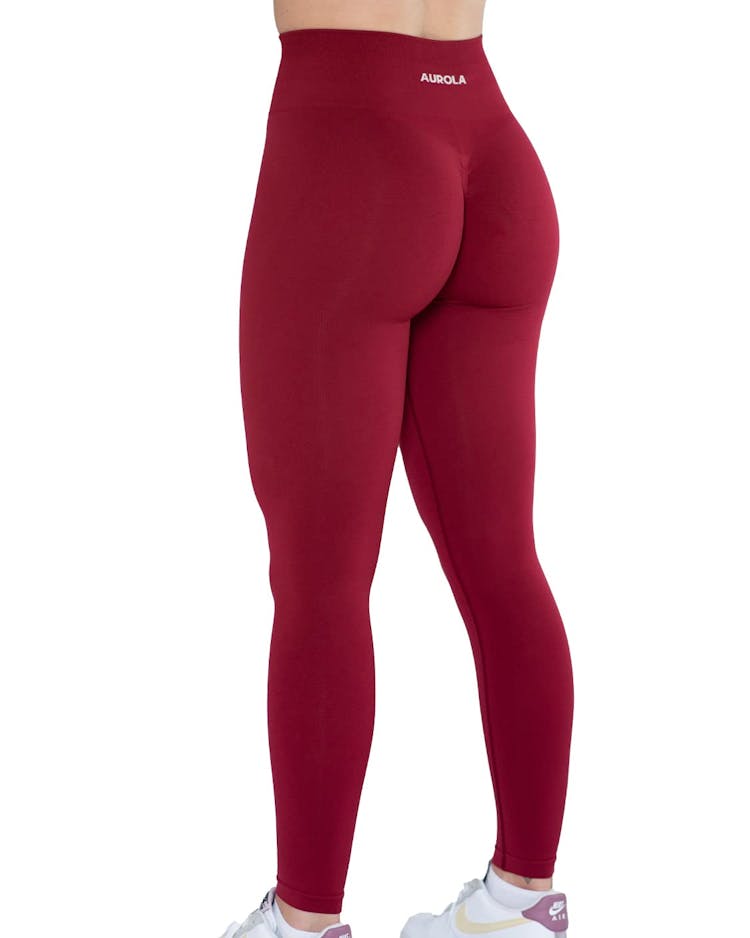 AUROLA Workout Leggings for Women - Deep Red