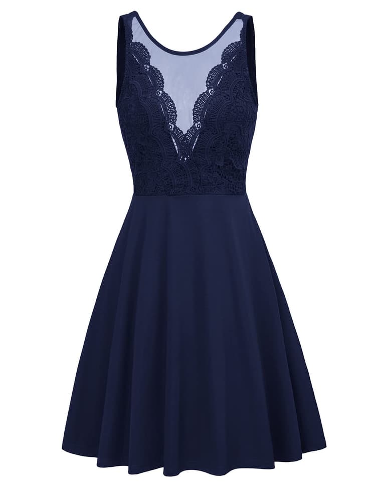 GRACE KARIN Lace Deep V-Neck Dress