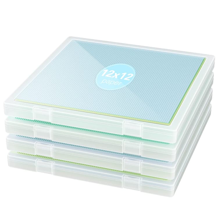 Denkee 12 x 12 Paper Storage, 4 Pack Scrapbook Storage Box