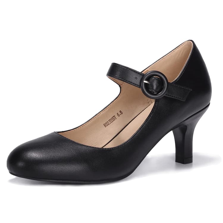 IDIFU Women's Jessy Dress Mary Jane Shoes Low Kitten Heels
