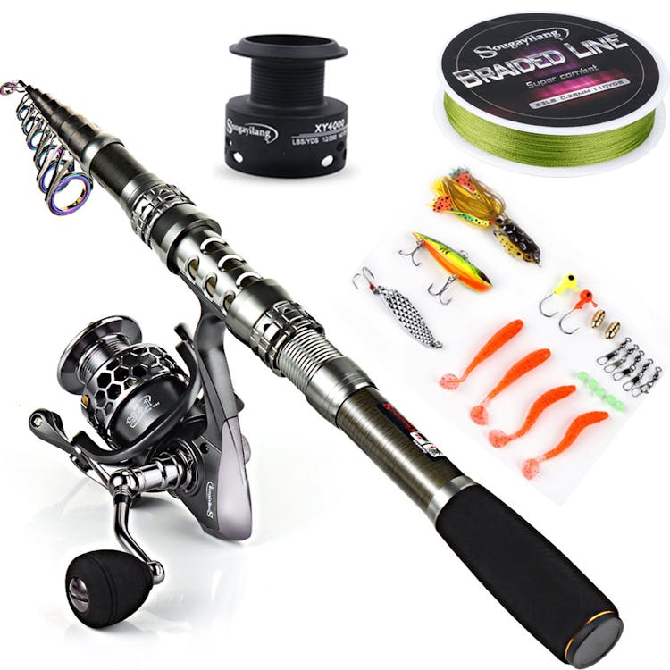 Sougayilang Spinning Fishing Rod and Reel Combos Portable Telescopic Fishing  Pole Spinning reels for Travel Saltwater Freshwater Fishing 2.7M/8.86Ft  Rod+XY 4000 Reel Fishing Full Kit