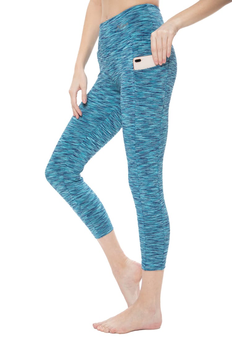 Nirlon Women's Capri Yoga Pants 7/8 Length Sides Pockets High Waist Workout  Leggings 22 Inseam 3X-Large Sd Teal