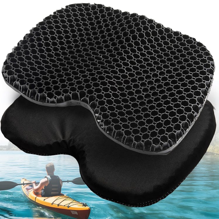 XSIUYU Anti Slip Kayak Gel Seat Cushion, Waterproof Large & Thick Kayak  Seat Pad for it in Kayak Chair, Boat Canoe Rowing Stadium Pad Kayak  Accessories for Fishing Kayak Black REGULAR-15.7 x