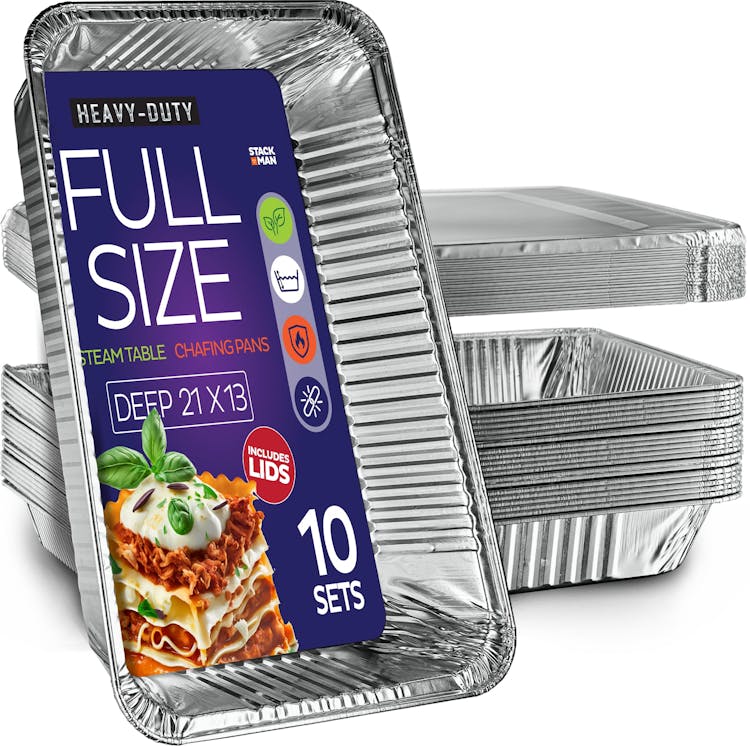 Disposable 21 x 13 Full Size Deep Aluminum Foil Roasting and