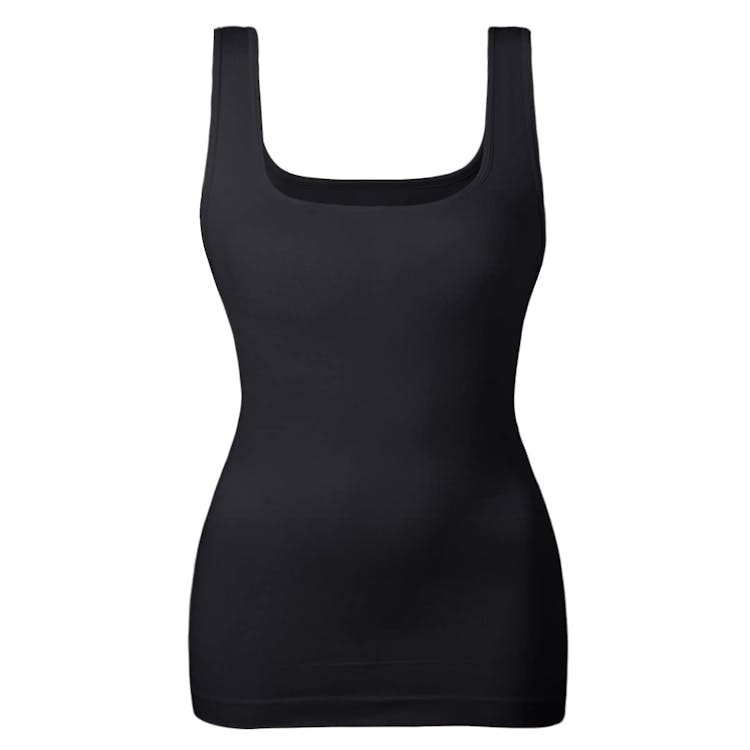 EUYZOU Women's Tummy Control Shapewear Tank Tops Seamless Square Neck Compression  Tops Slimming Body Shaper Camisole Black XX-Large