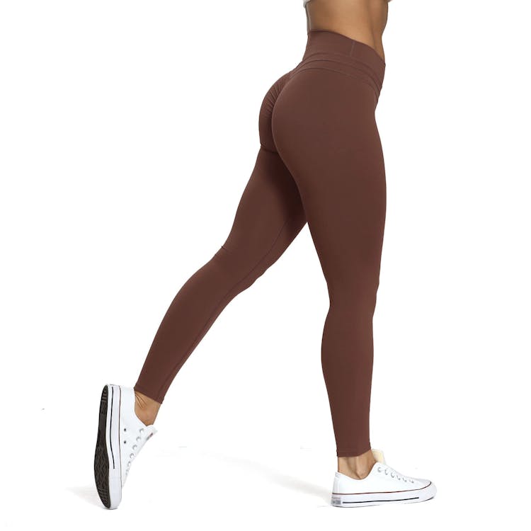 Aoxjox High Waisted Workout Leggings for Women Scrunch Tummy Control Luna  Buttery Soft Yoga Pants 27 Small Dark Brown