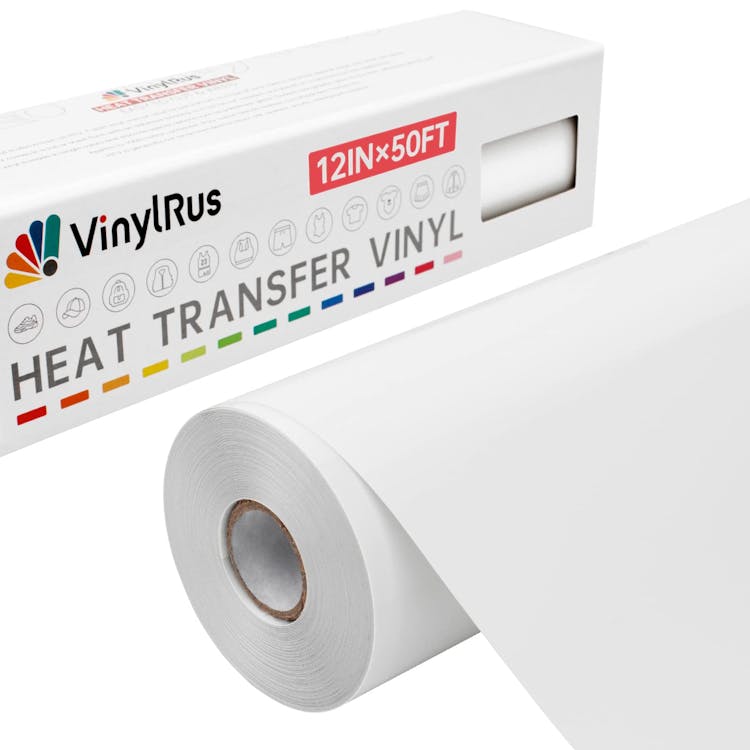 VinylRus Heat Transfer Vinyl-12” x 50ft White Iron on