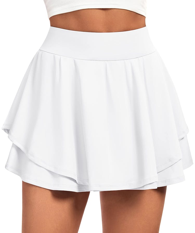 IUGA Tennis Skirts for Women with Pockets Shorts Athletic Golf Skorts  Skirts for Women High Waisted Running Workout Skorts White Large