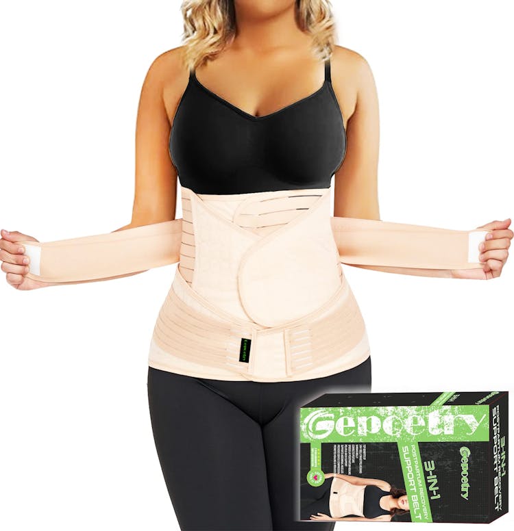 3 in 1 Postpartum Belly Band Wrap Support Recovery Girdles Abdominer Binder  Post Surgery Belly&Waist&Pelvis Support Belt & Back Brace (Beige, XX-Large)  XX-Large Beige