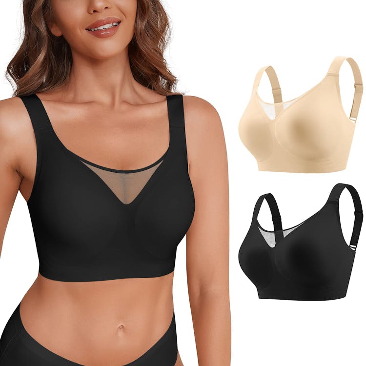 Bras for Women no Underwire Sagging Breasts Bras for Women Low Impact  Seamless Bra with Full Coverage Push up Bras 4X-Large Nude Black