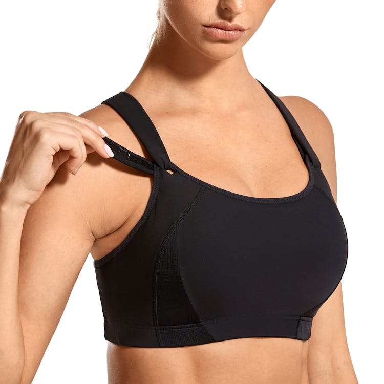 SYROKAN Women's Sports Bra Front Adjustable High Impact Support